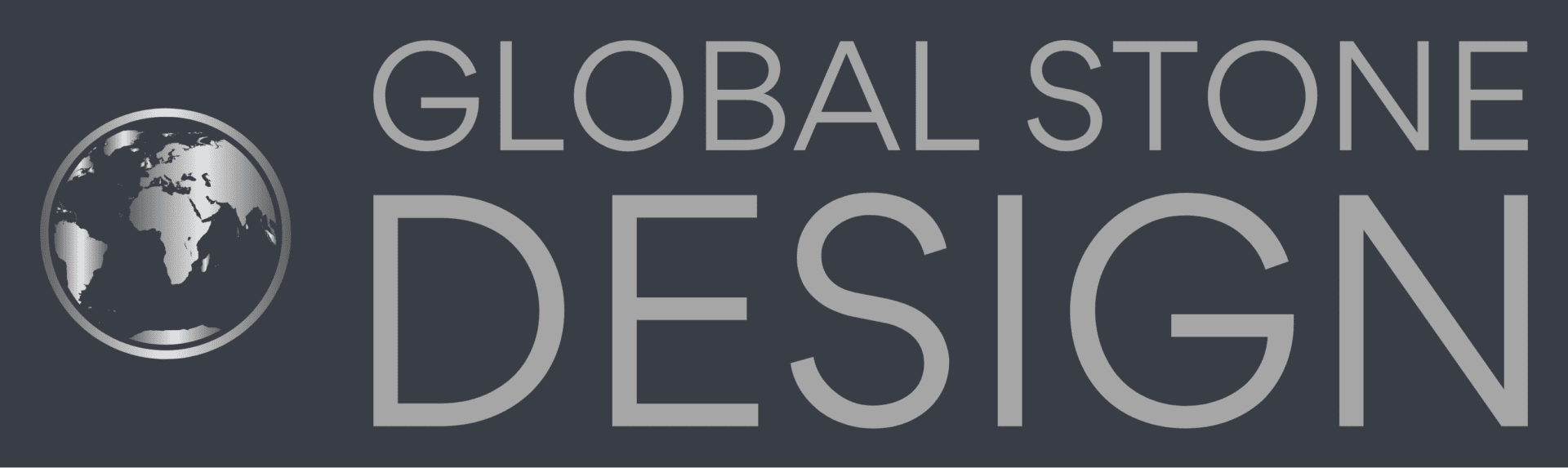 A gray and white logo for global design.